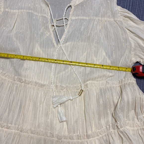 NWT Network Mini Dress, Size 38 EU M-10 US Color ivory-metallic gold stripes - Picture 12 of 13